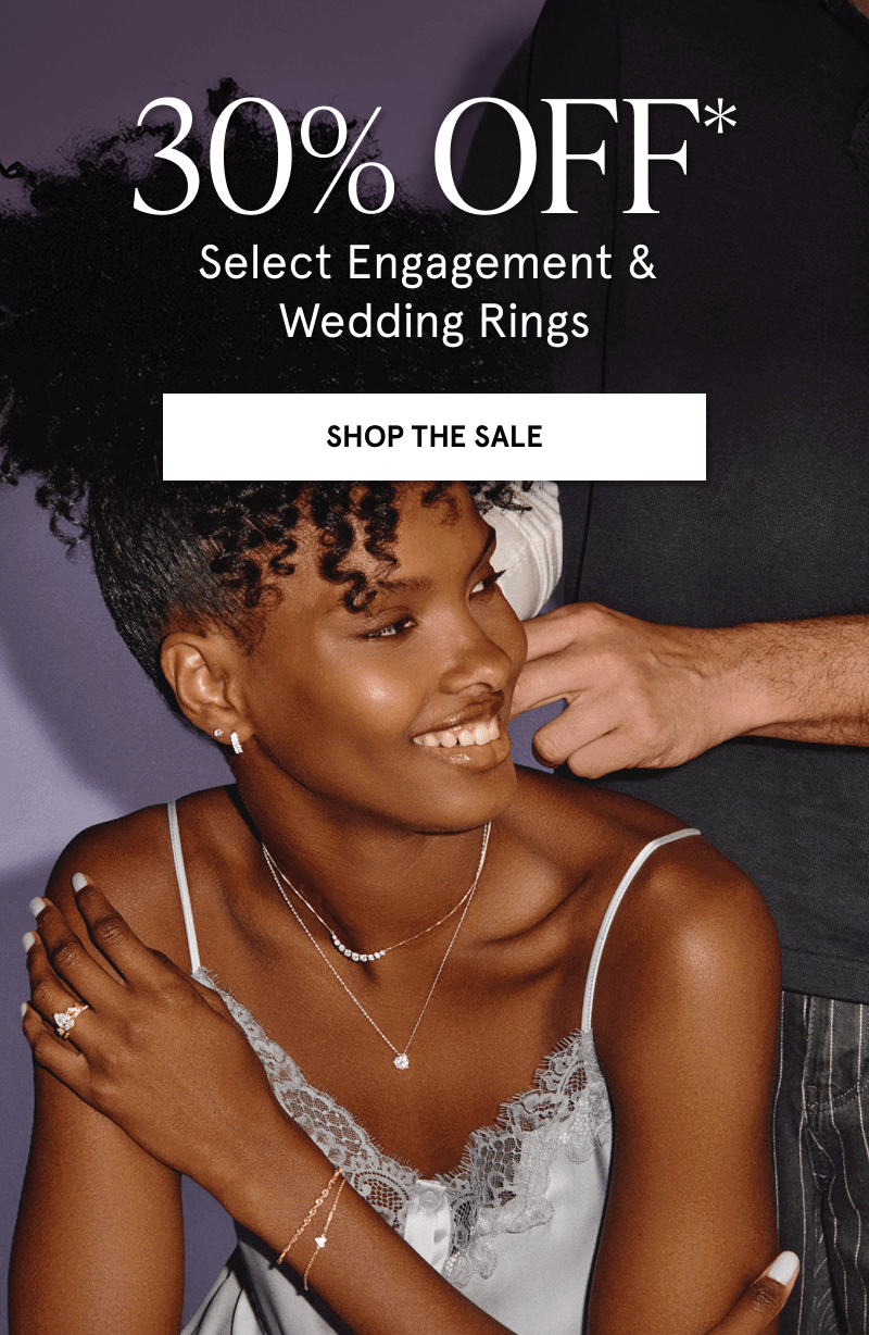 Model in diamond detailed jewelry & diamond ring. 30% OFF Select Engagement & Wedding Rings. Click here to shop the sale