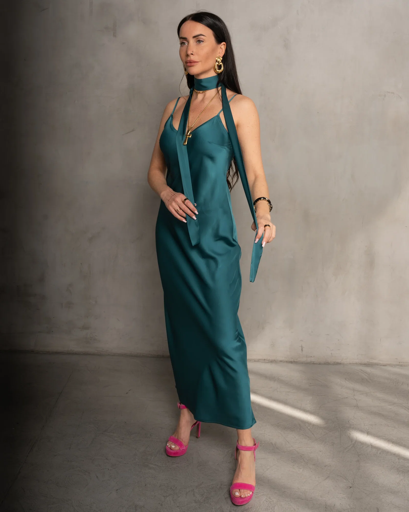 Image of Basic Lennon Zipslip™️ Dress Peacock