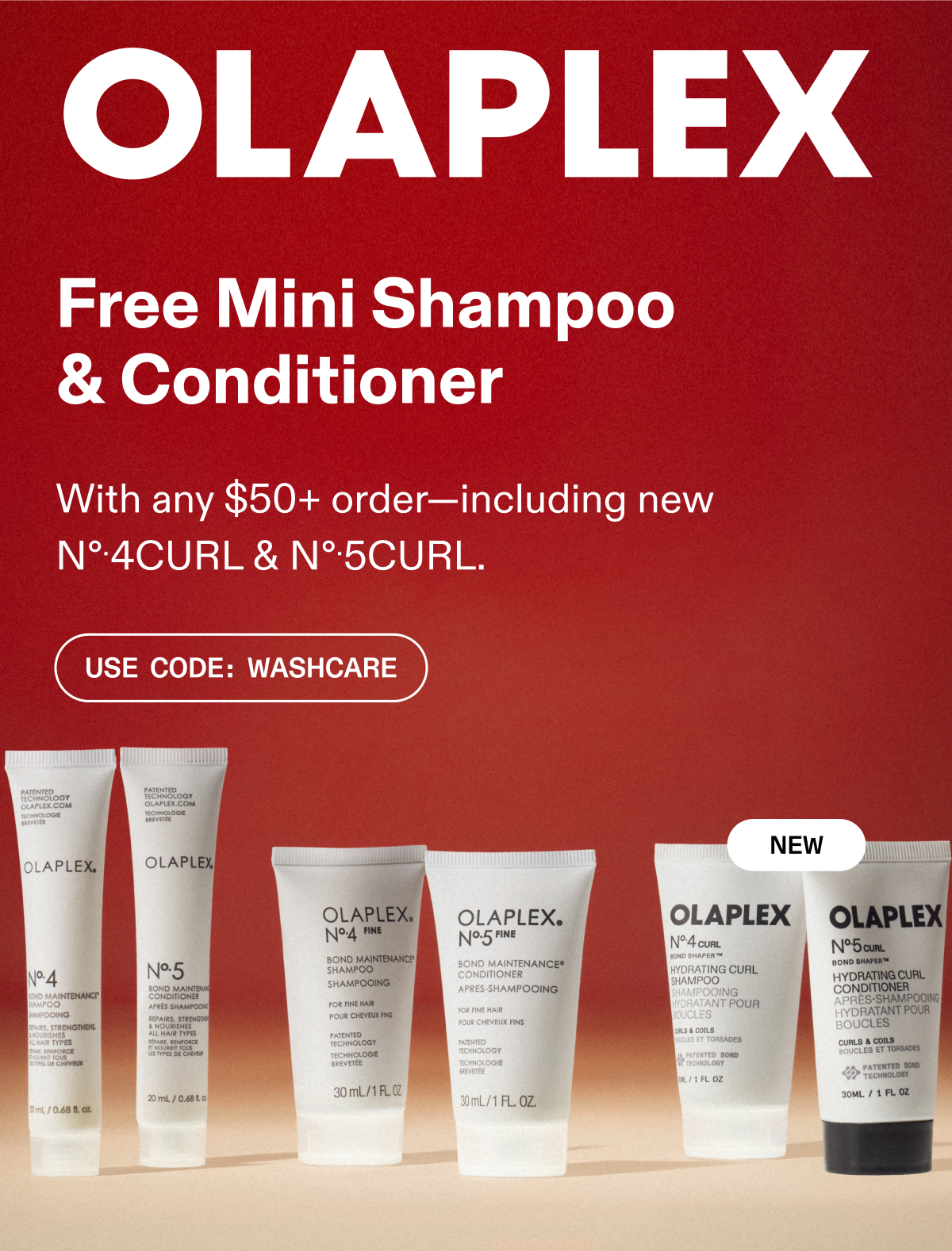 Free Mini Shampoo & Conditioner | Use Code: WASHCARE