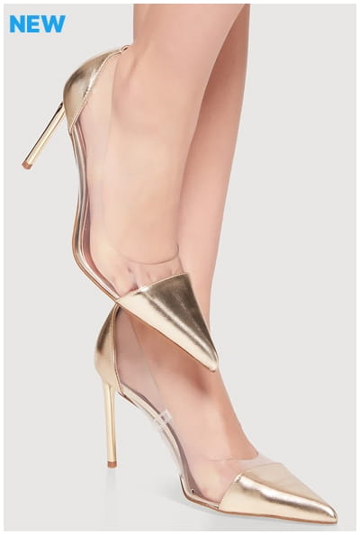 Shop Pointed Toe Clear Side Stiletto Pumps