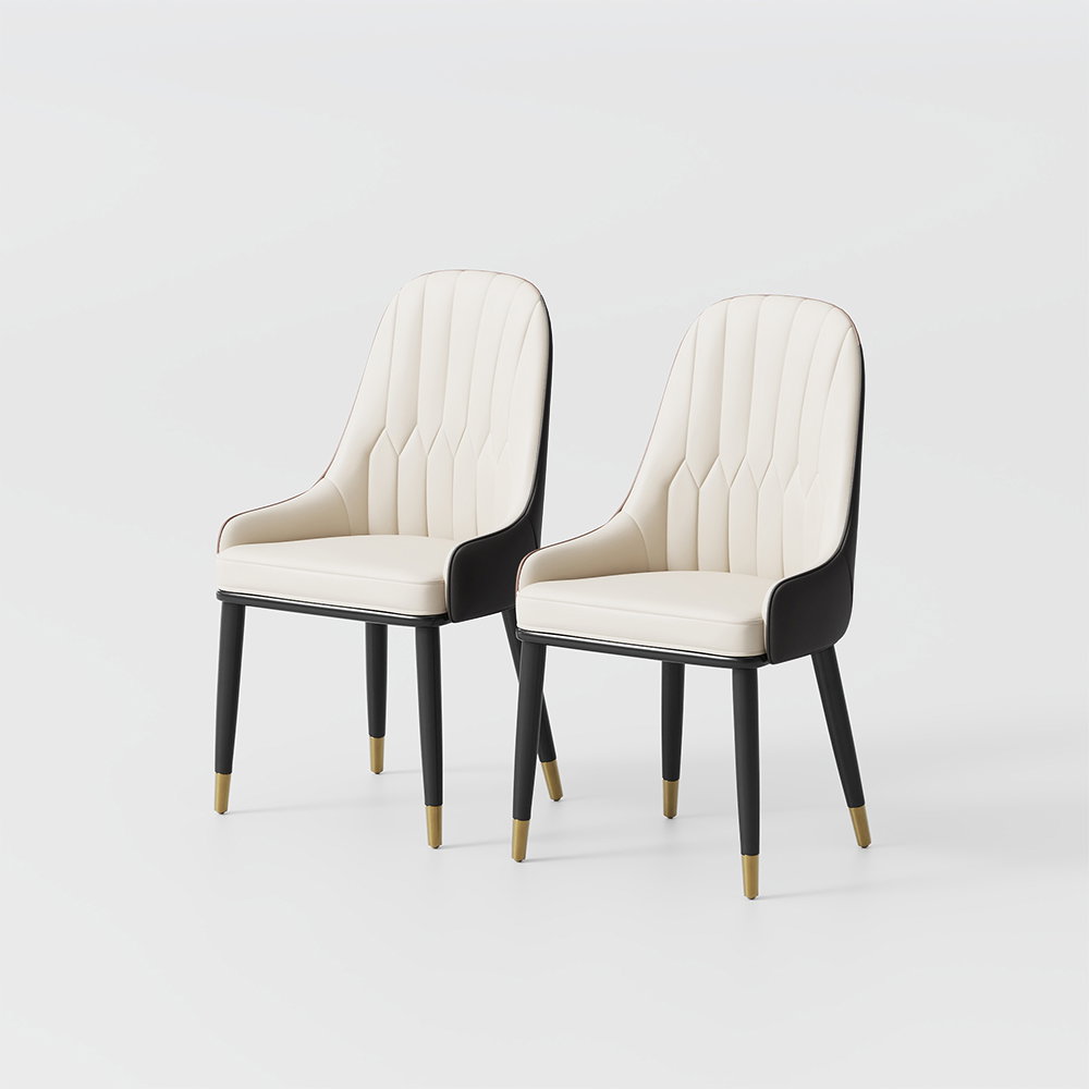 Image of Serapion Dining Chair With PU Leather and Metal Legs Set of 2