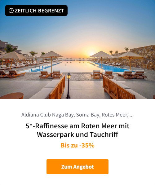 5*-Raffinesse am Roten Meer mit Wasserpark und Tauchriff