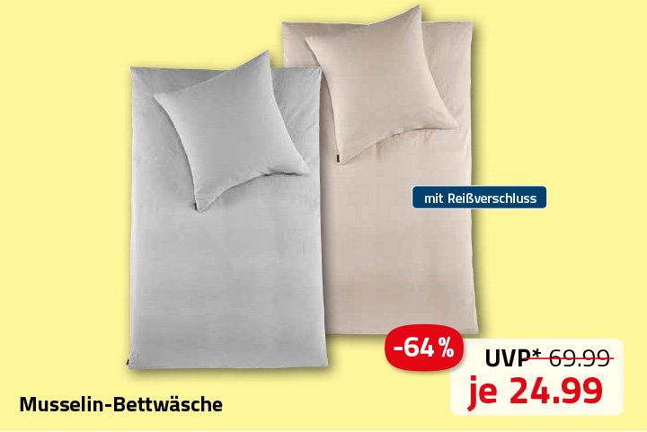 Musselin-Bettwäsche - natur- Baumwolle - 135x200 cm