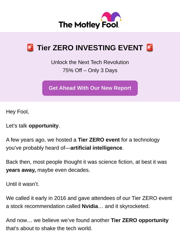 Let’s talk about our Tier ZERO Investing Event
