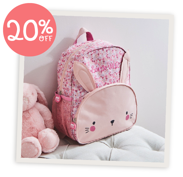 Personalised Pink Bunny Medium Backpack
