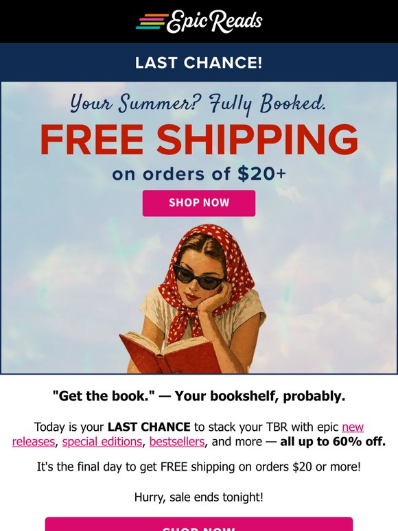 Free shipping on $20+ ends tonight...👀