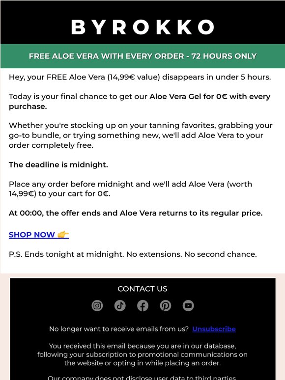 ⏰ Ends in under 5 hours: FREE Aloe Vera with every purchase