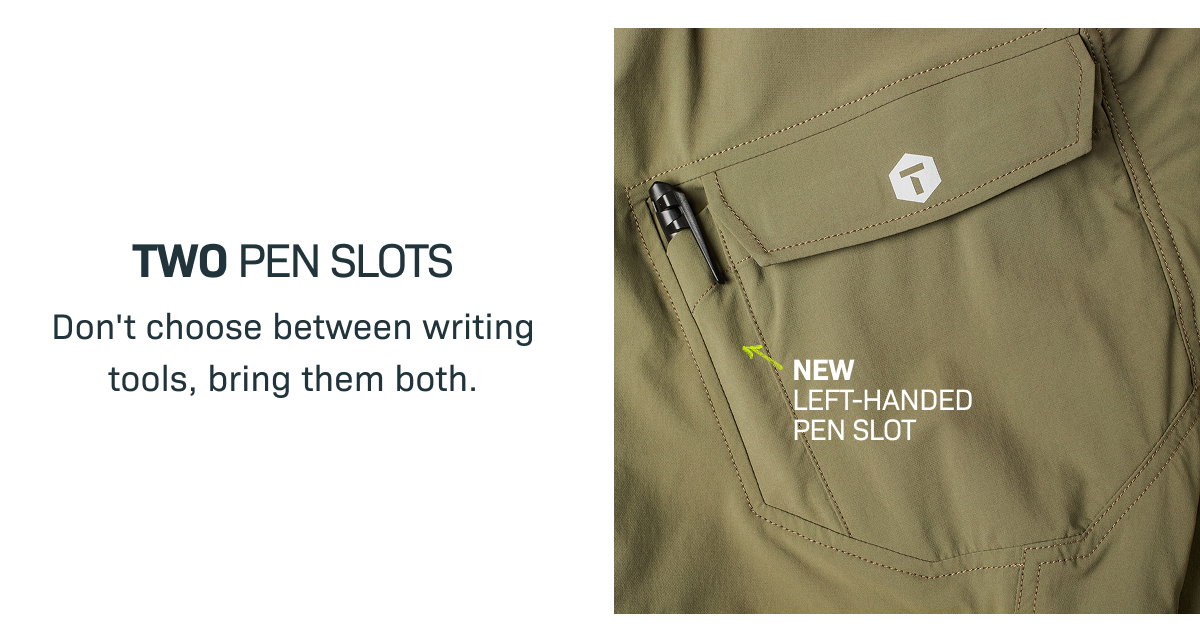 TWO PEN SLOTS— Don't choose between writing tools, bring them both.