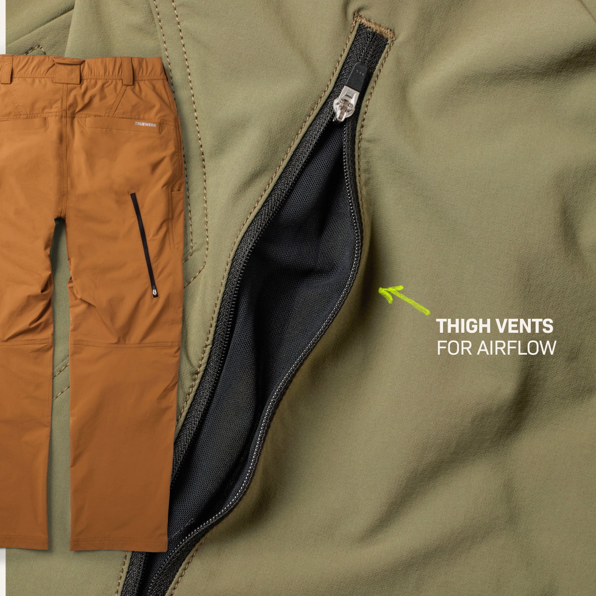 / Thigh vents for airflow