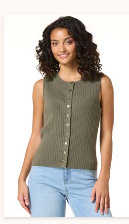 Shop Pointelle Button Front Vest