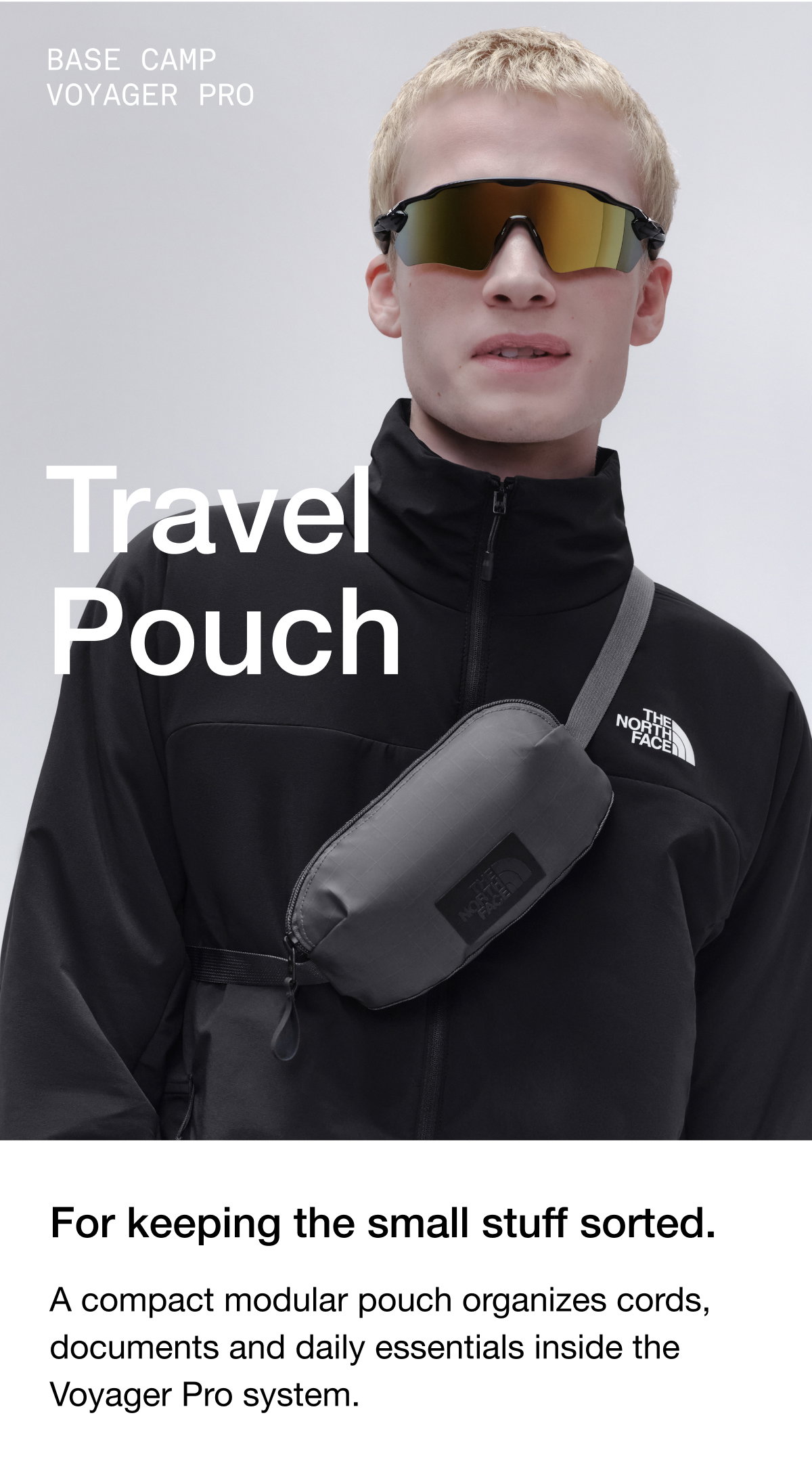 Base Camp Voyager Pro Travel Pouch. For keeping the small stuff sorted. A compact modular pouch organizes cords, documents and daily essentials inside the Voyager Pro system. 