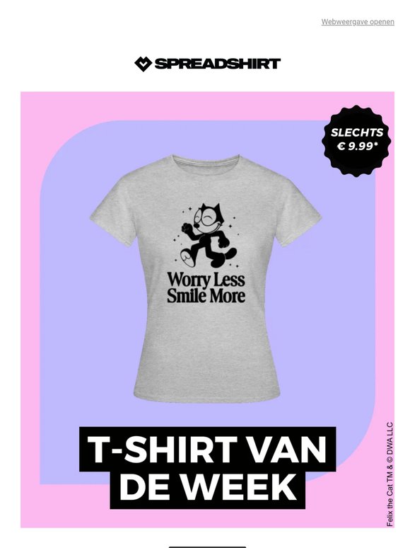 Laatste kans – 😺 Felix The Cat T-shirt van de week voor € 9,99