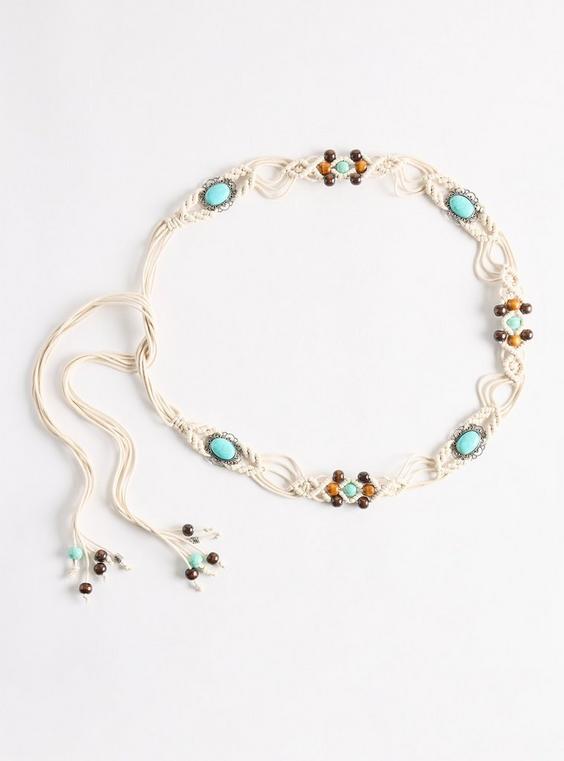 Crochet Turquoise Braided Belt
