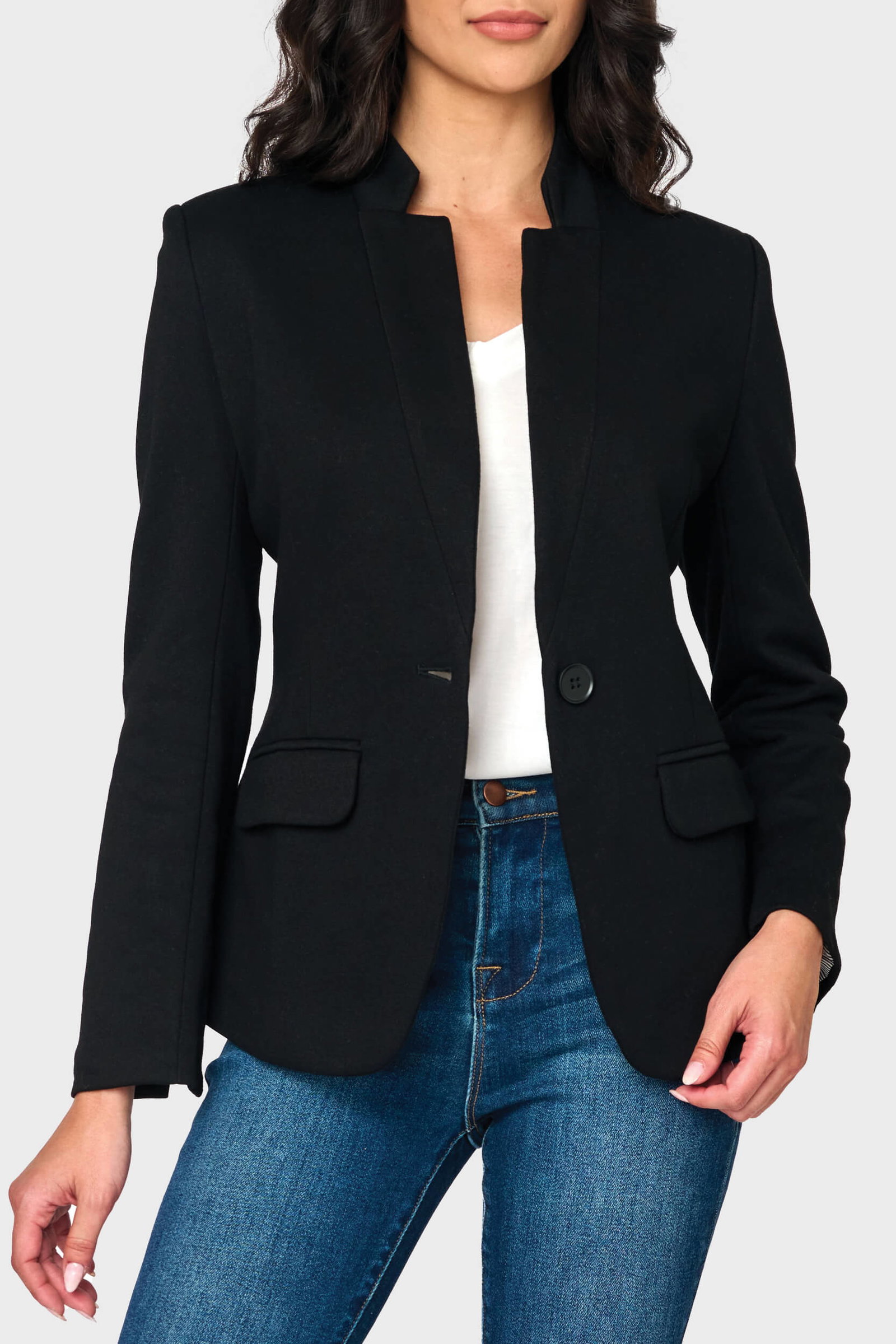 Image of Notch Collar Blazer in Black