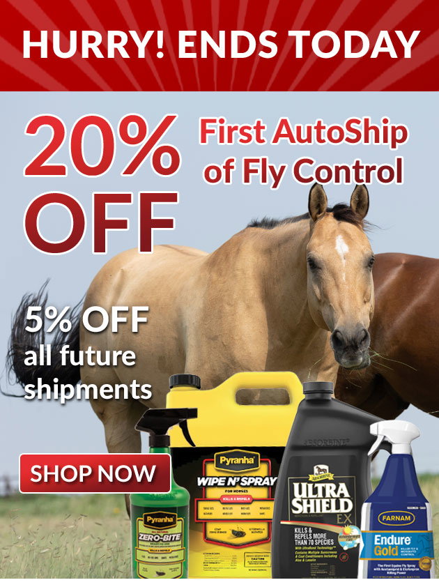 20% off your first fly control autoship plus 5% off all future deliveries, limited time offer