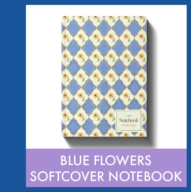 A5 Softcover Lined Notebook - Blue Flowers by Yop & Tom