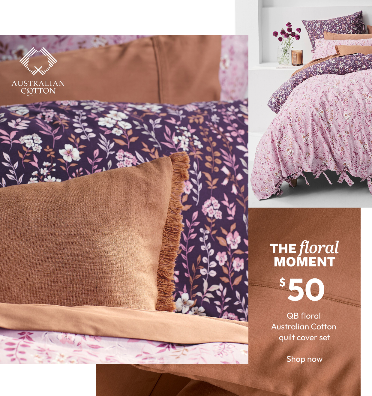 QB floral Australian Cotton quilt cover set