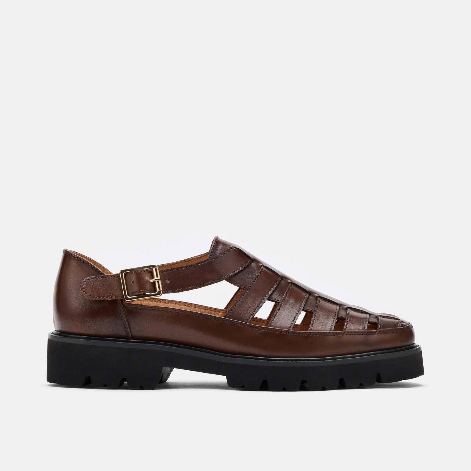 Image of Magellan Brown Leather Lug Fisherman Sandals