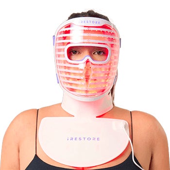 iRESTORE LED Red Light Therapy Face Mask with Neck and Chest Device, Anti-Aging