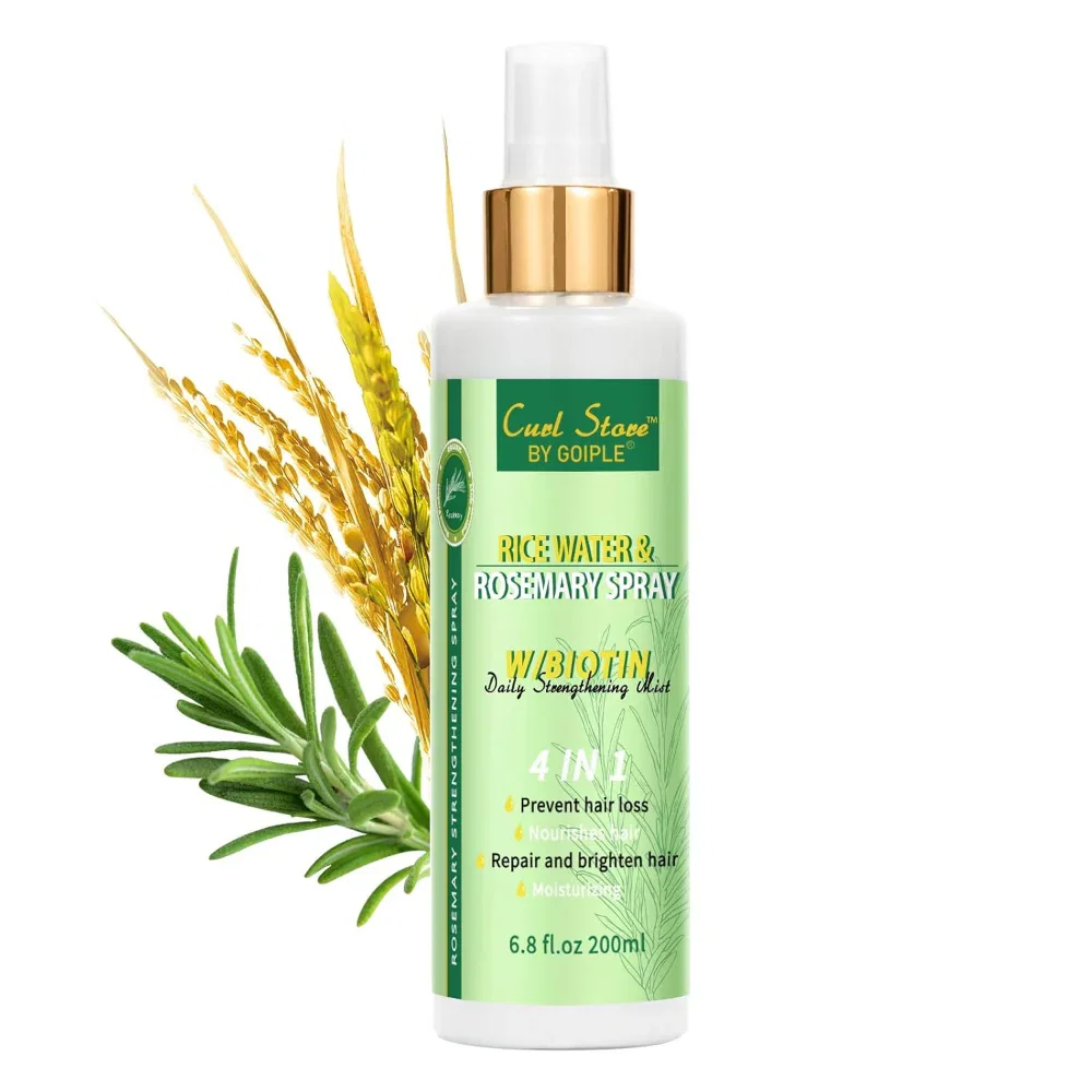 Rice Water Hair Spray – Rosemary Scent – Moisturizing & Strengthening Mist for Dry, Weak Hair – Daily Hair Care Use – 6.8 fl oz