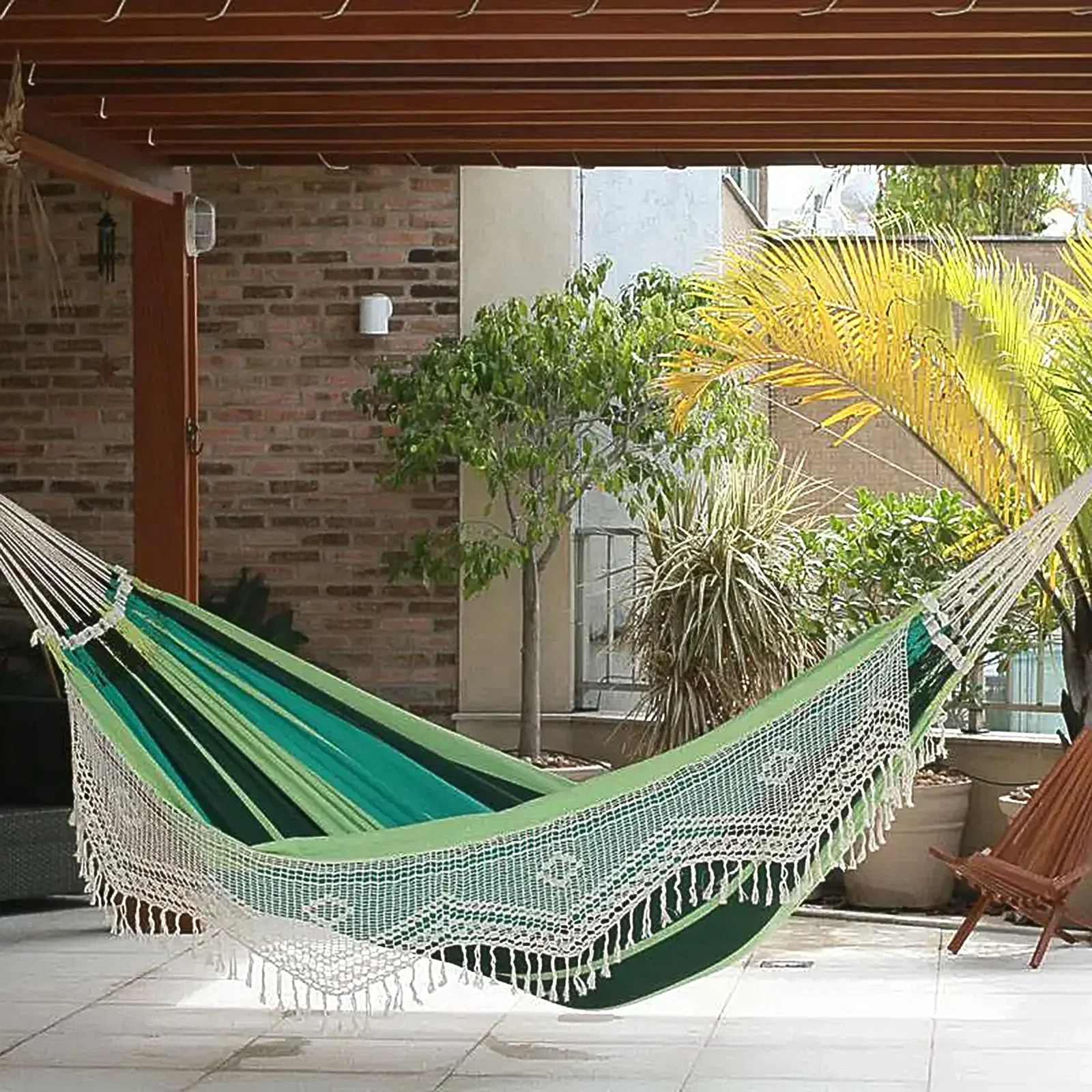 Image of Striped Cotton Hammock (Single) - Peaceful