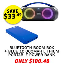 Bluetooth Boom Box + 10000mAh Lithium Portable Power Bank