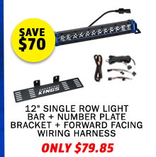 12 Single Row Light Bar + Number Plate Bracket + Plug N Play Wiring Harness