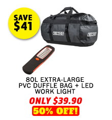 80L Extra-Large PVC Duffle Bag + LED Work Light