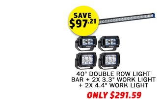 40 Double Row Light Bar + 2x 3.3 Work light + 2x 4.4 Work light