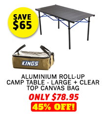 Aluminium Roll-Up Camp Table - Large + Clear Top Canvas Bag