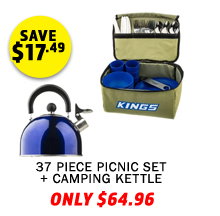 37 Piece Picnic Set + Camping Kettle