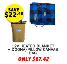 12V Heated Blanket + Doona/Pillow Canvas Bag