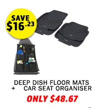 Deep Dish Floor Mats (4 Pack) + Car Seat Organiser