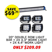 20 Double Row Light Bar + 2x 3.3 Work light + 2x 4.4 Work light