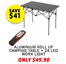 Aluminium Roll Up Camping Table + Illuminator 24 LED Work Light