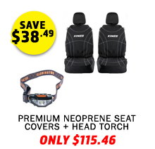 Premium Neoprene Seat Covers + Head Torch
