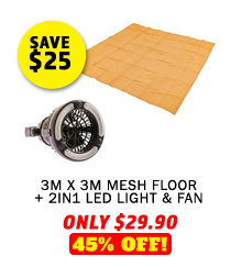 Mesh Flooring 3m x 3m + 2in1 LED Light & Fan
