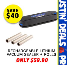Rechargeable Lithium Vacuum Sealer + Vacuum Sealer Rolls 3-Pack