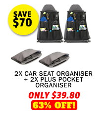 2x Car Seat Organiser + 2x Plus Pocket Organiser