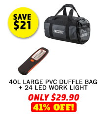 40L Large PVC Duffle Bag + Illuminator 24 LED Work Light