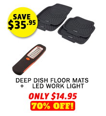 Deep Dish Floor Mats (4 Pack) + Illuminator LED Work Light