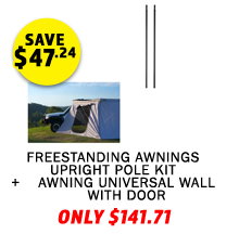 Plus Freestanding Awnings Upright Pole Kit (Twin Pack) + Plus Tourer Freestanding Awning Universal Wall With Door