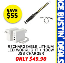 Rechargeable Lithium LED Worklight + 100W USB Charger