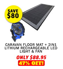 Caravan Floor Mat + 2in1 Lithium Rechargeable LED Light & Fan