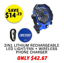 2in1 Lithium Rechargeable LED Light & Fan + 15W Wireless Phone Charger