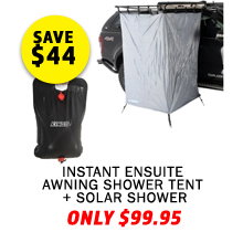 Instant Ensuite Awning Shower Tent + Solar Shower