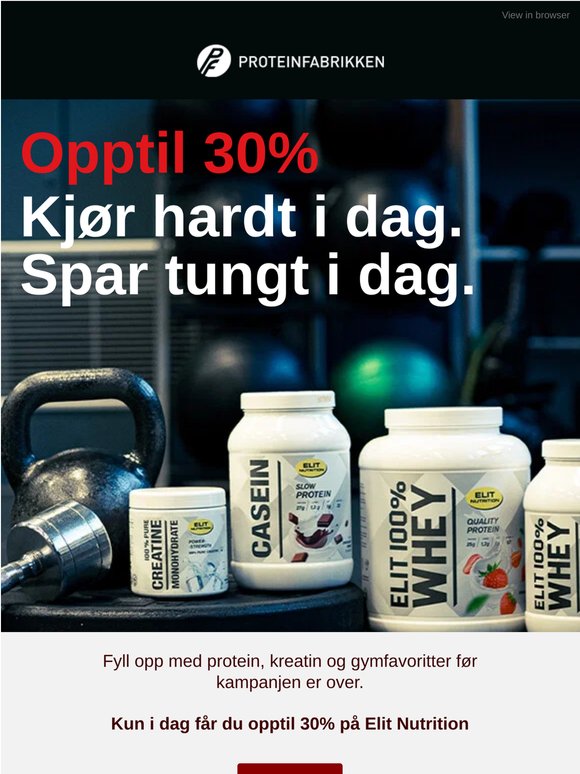 Kun i dag: Opptil 30% på Elit Nutrition 🔥