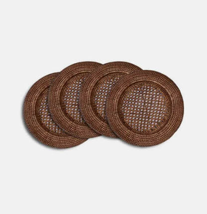 Antique Charger Plate Rattan 4-pack