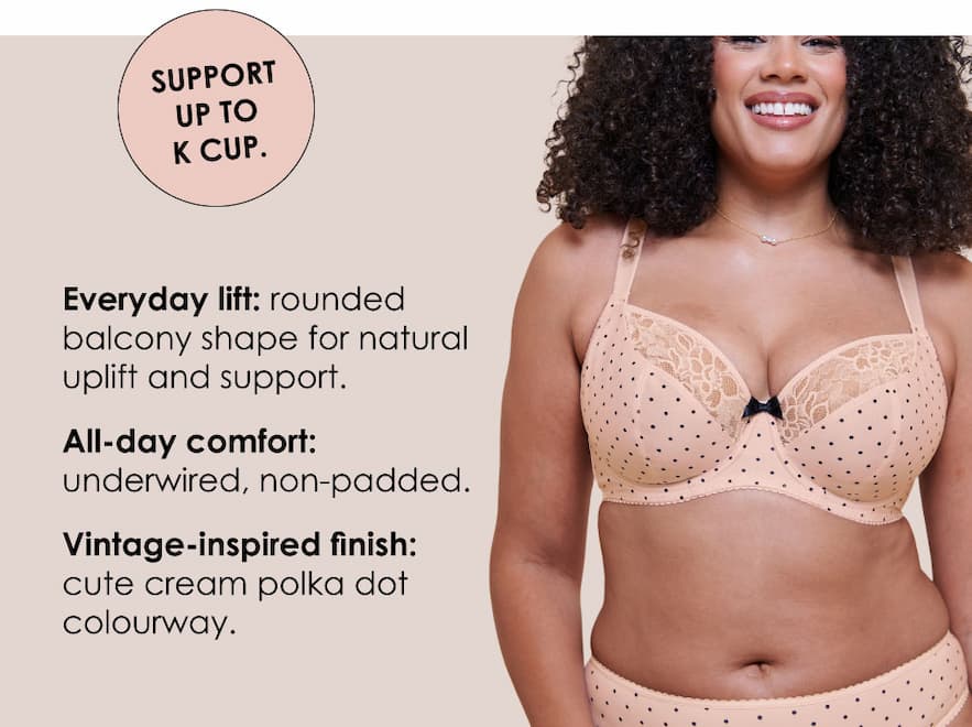 Spellbound Printed Balcony Bra Cream Polka Dot Print Beige