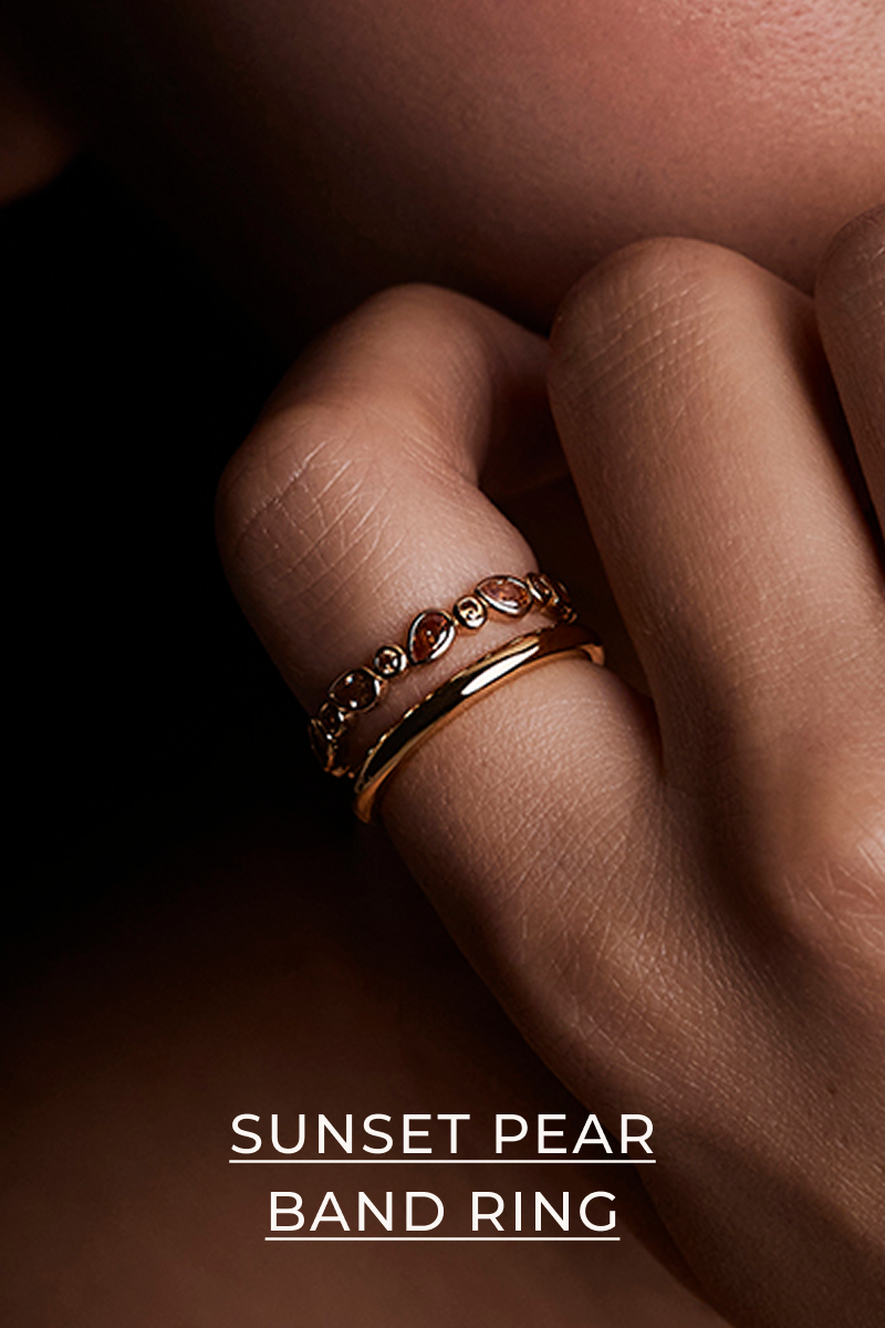 Sunset Pear Band Ring